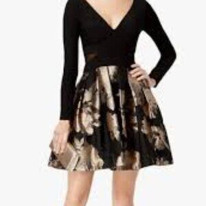 Xscape black and gold dress NWT